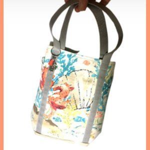 UNIQUE WATERCOLORS *UNDER THE SEA* HANDBAG TOTE BAG SEAHORSES SEASHELLS CORALS